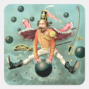 Baron Munchausen Rides a Cannonball Square Sticker