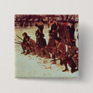 Baron von Steuben drilling American recruits 15 Cm Square Badge