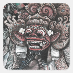 Barong and Rangda Bali Square Sticker