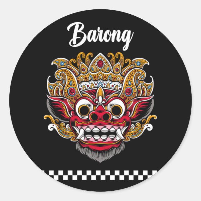 Barong Bali Classic Round Sticker (Front)