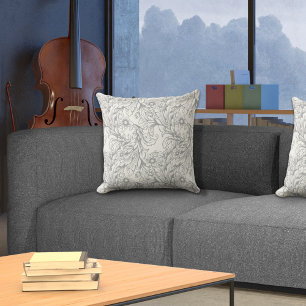 Baroque Acanthus Leaf Grey Cushion