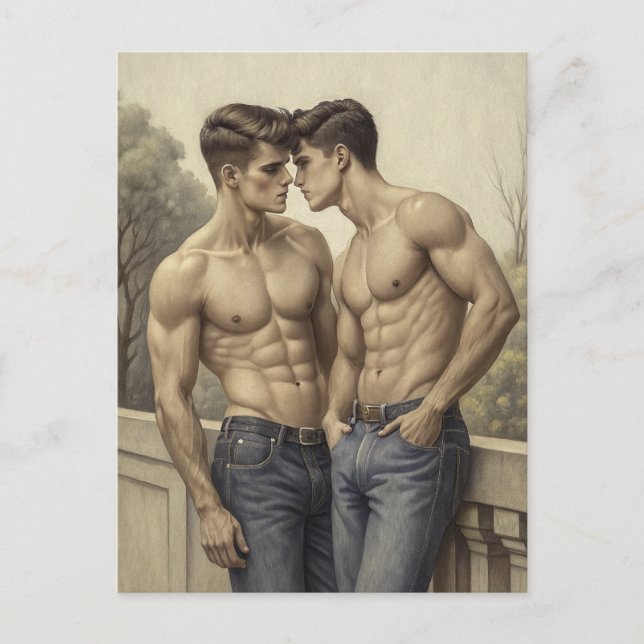 Baroque Affection: A Painterly Romantic Encounter Postcard (Front)