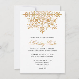 Baroque Amber Ornamental Holiday Gala Invitation