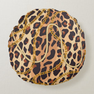 Baroque Animal Print, Chain Design Round Cushion