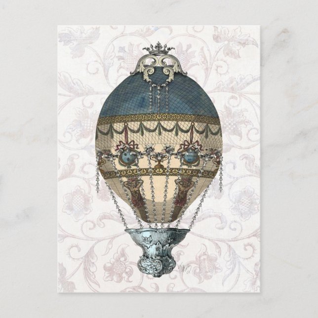 Baroque Balloon Blue & Cream Postcard (Front)