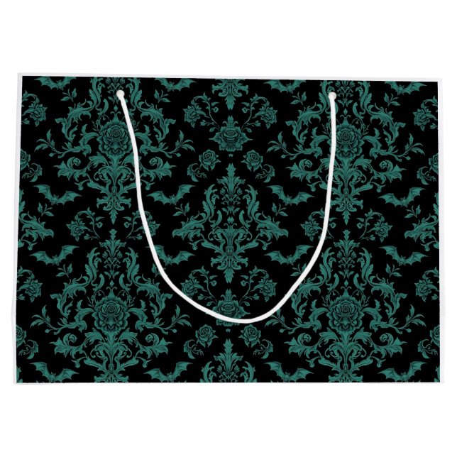 Baroque Bat Floral Gift Bag | Gothic Victorian (Back)