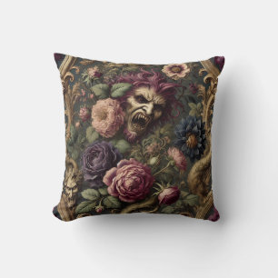 Baroque Battles & Blooms – Gothic Floral Design Cushion