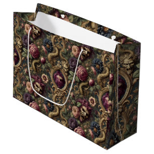 Baroque Battles & Blooms – Gothic Floral Design Large Gift Bag