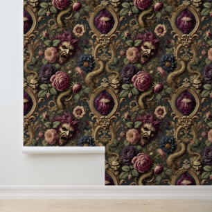 Baroque Battles & Blooms – Gothic Floral Design Wallpaper