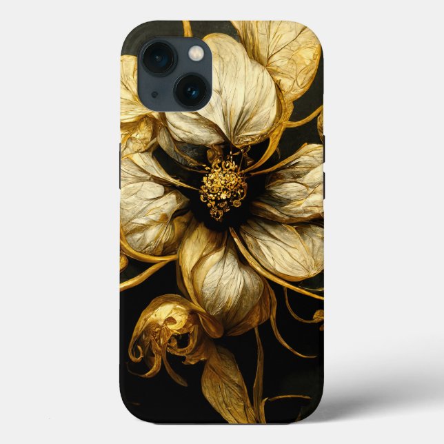 Baroque Black & Gold Floral Phone Case (Back)