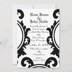 Baroque Black (White) Wedding Invitation