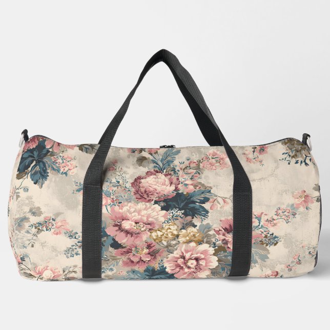 Baroque Bloom Floral Tapestry Duffle Bag (Front)