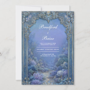 Baroque Blue Lavender Frozen Fantasy Wedding Invitation