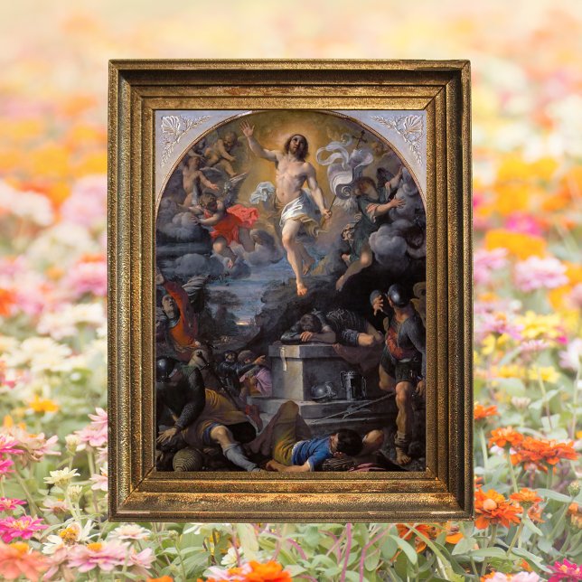 Baroque Catholic Art Resurrection of Jesus Easter Poster (Baroque Religious Christian Catholic Art Painting Resurrection of Jesus Christ Easter Poster)