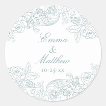 Baroque Circular Dusty Blue Wedding Logo