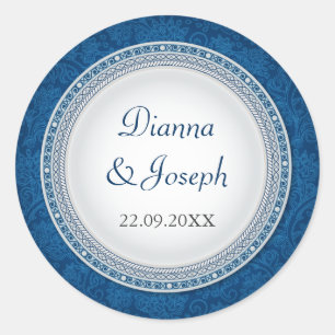Baroque Cobalt Plaque Wedding Sticker