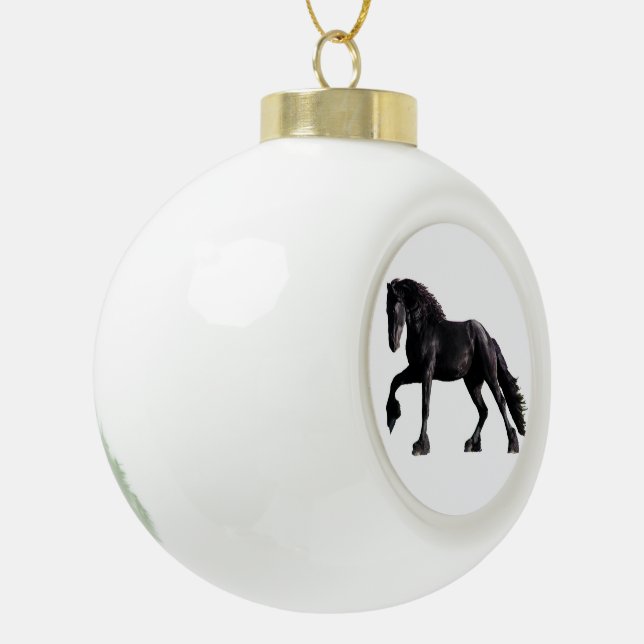 Baroque Colt Ceramic Ball Christmas Ornament (Left)