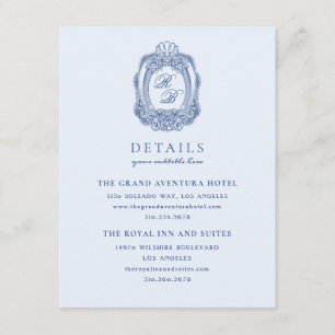 Baroque Crest French Blue Wedding Enclosure Card