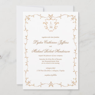 Baroque Crest   Monogram Wedding Invitation