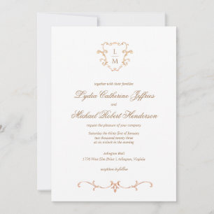 Baroque Crest   Monogram Wedding Invitation