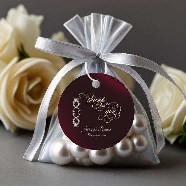 Baroque Design & Monogram - Burgundy Favour Tags (Creator Uploaded)