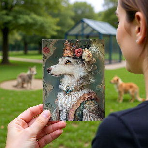 Baroque Dog Royal King Portrait Design Postcard