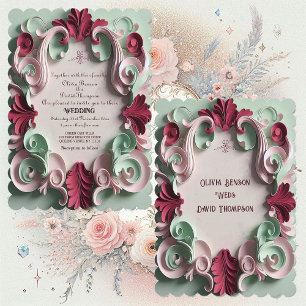 Baroque Elegance Floral Motifs Acanthus Swirls Invitation