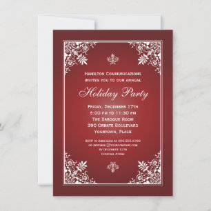 Baroque Elegance Garnet Corporate Holiday Party Invitation