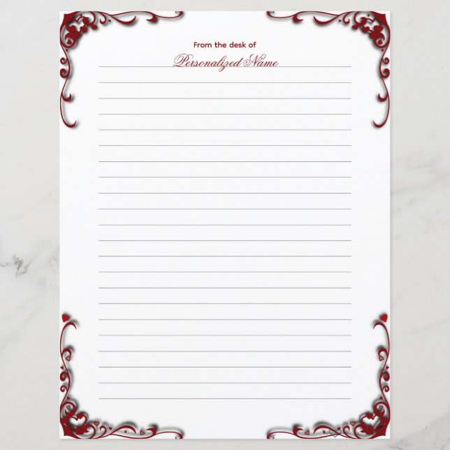 Baroque Elegance Lined Paper Sheet (Front)