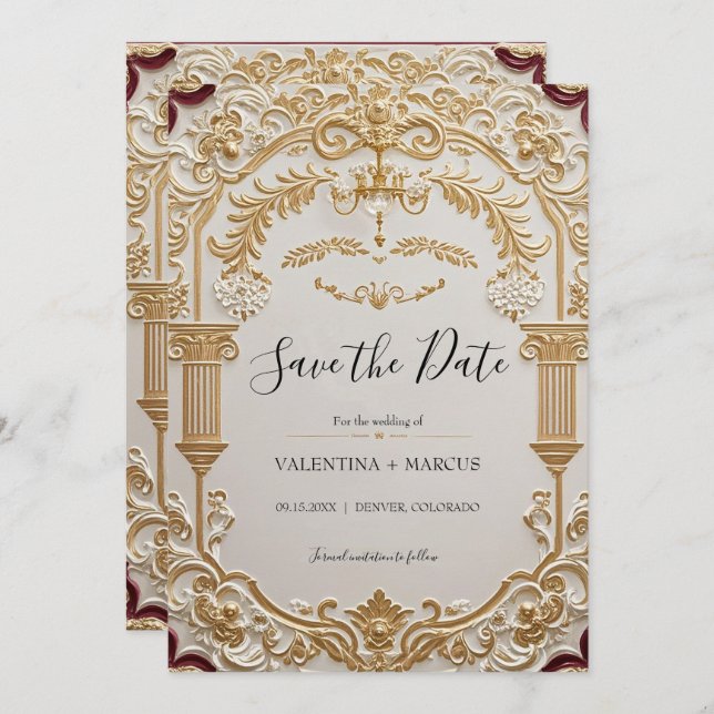 Baroque Elegance Save the Date Invitation (Front/Back)