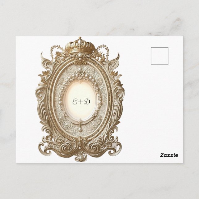 Baroque Elegance Wedding Invitation Postcard (Back)