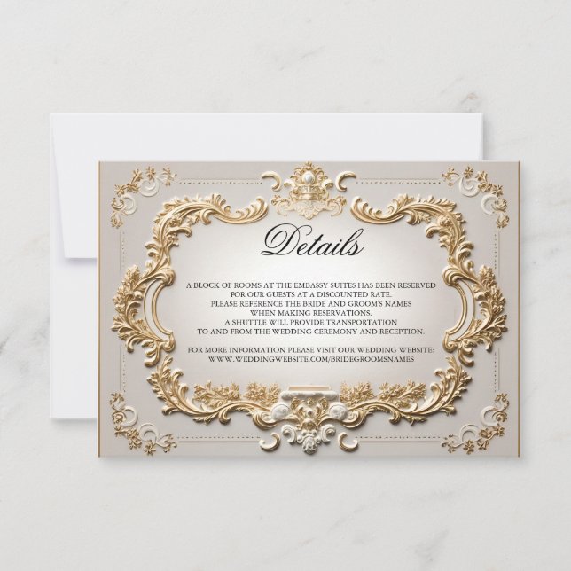 Baroque Elegant Calligraphy Script Wedding Details RSVP Card (Front)