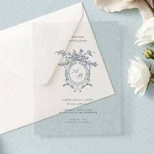 Baroque Elegant Crest Ornament Minimalist Wedding Acrylic Invitations