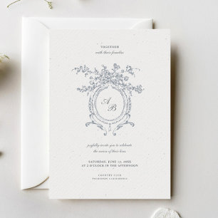 Baroque Elegant Crest Ornament Minimalist Wedding Invitation