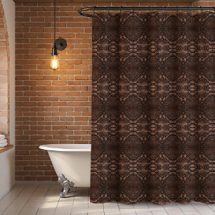 Baroque Faux Leather Brown Pattern Shower Curtain