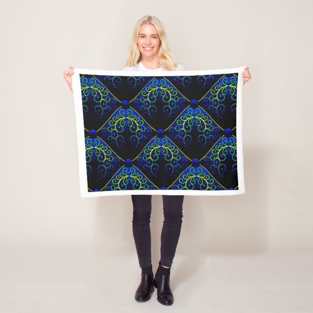 Baroque Filigree Blue Art Blanket (In Situ)
