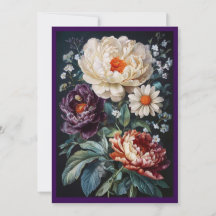 Baroque floral blank greeting card