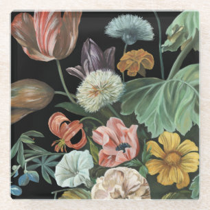 Baroque Floral - Bouquet of Flowers Glass Coaster