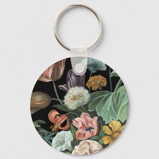 Baroque Floral - Bouquet of Flowers Key Ring (Front)