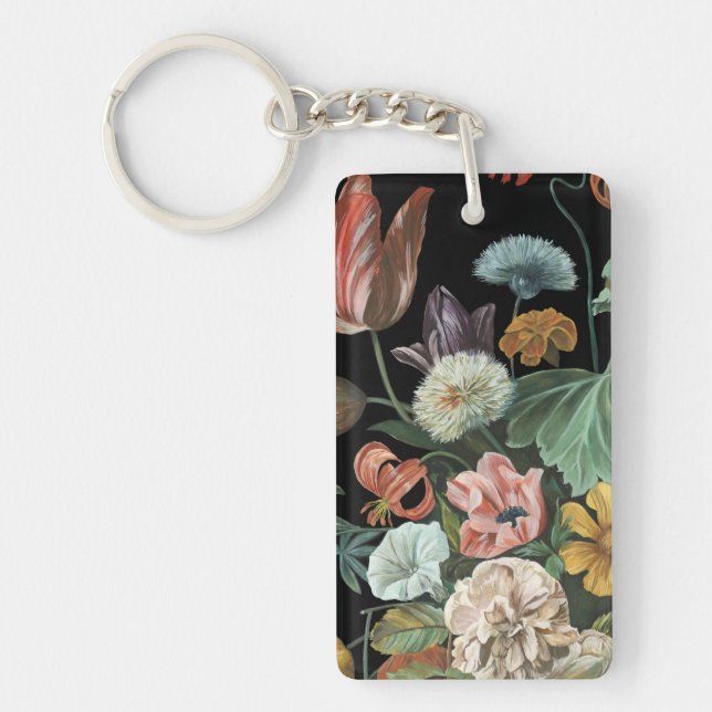 Baroque Floral - Bouquet of Flowers Key Ring (Front)