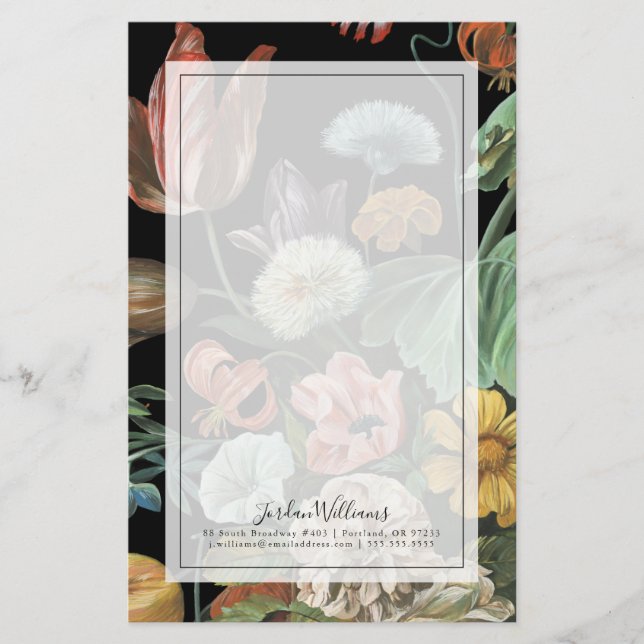 Baroque Floral - Bouquet of Flowers Stationery (Front)