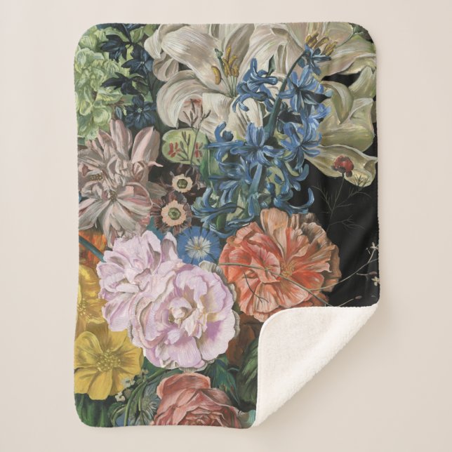 Baroque Floral - Bouquet Sherpa Blanket (Front)