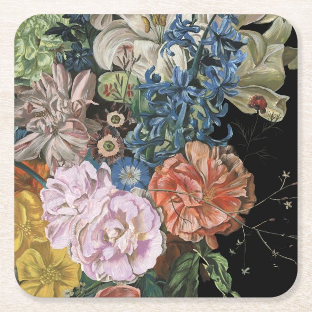 Baroque Floral - Bouquet Square Paper Coaster (Front)