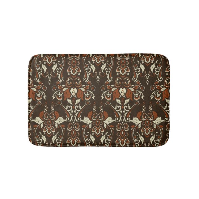 Baroque Floral: Classic Vintage Wallpaper Bath Mat (Front)