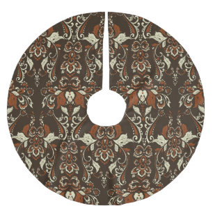 Baroque Floral: Classic Vintage Wallpaper Brushed Polyester Tree Skirt