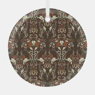 Baroque Floral: Classic Vintage Wallpaper Glass Tree Decoration