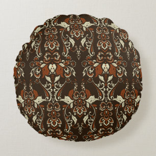 Baroque Floral: Classic Vintage Wallpaper Round Cushion