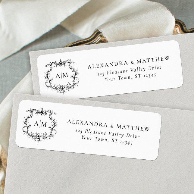 Baroque Floral Crest Wedding Return Address (Creator Uploaded)