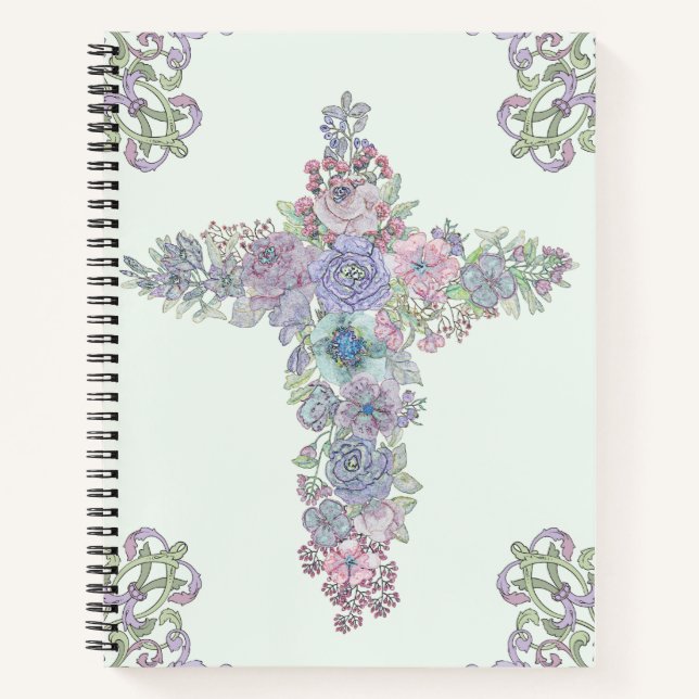 Baroque floral cross notebook (Front)