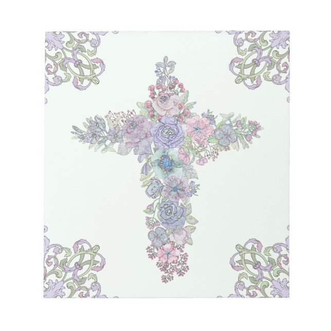 Baroque floral cross notepad (Front)